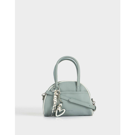 Cartera Bowling Con Charm Gris Claro
