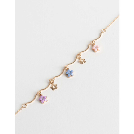 Collares Cortos Con flores Dorado