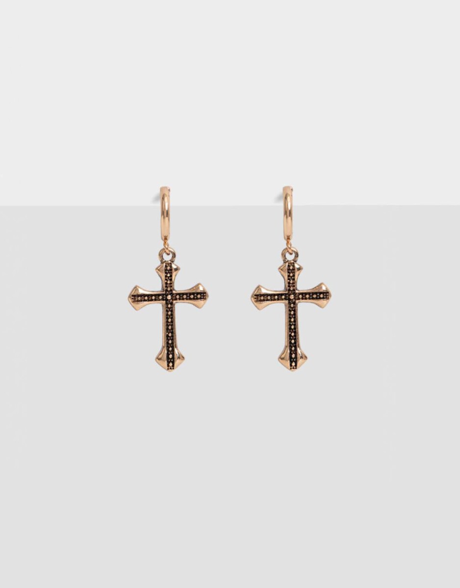 Aros Argollas Con cruz - Dorado 