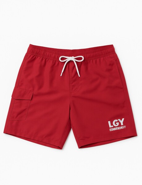 BERMUDA DE BAÑO LISA Rojo