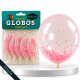 Globo Fessta Transparente con Pelotitas x4 Rosado