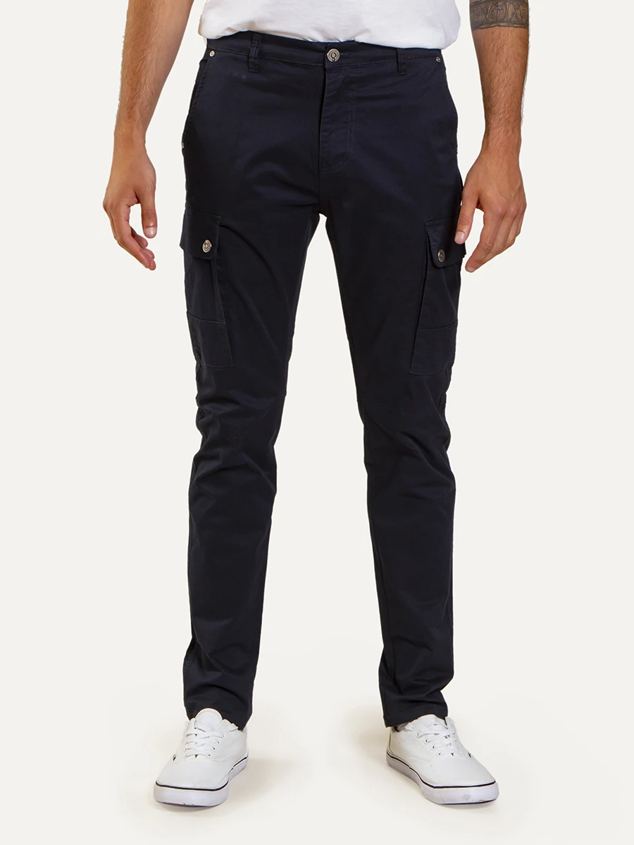 Pantalón Cargo Slim de Gabardina - Marino 