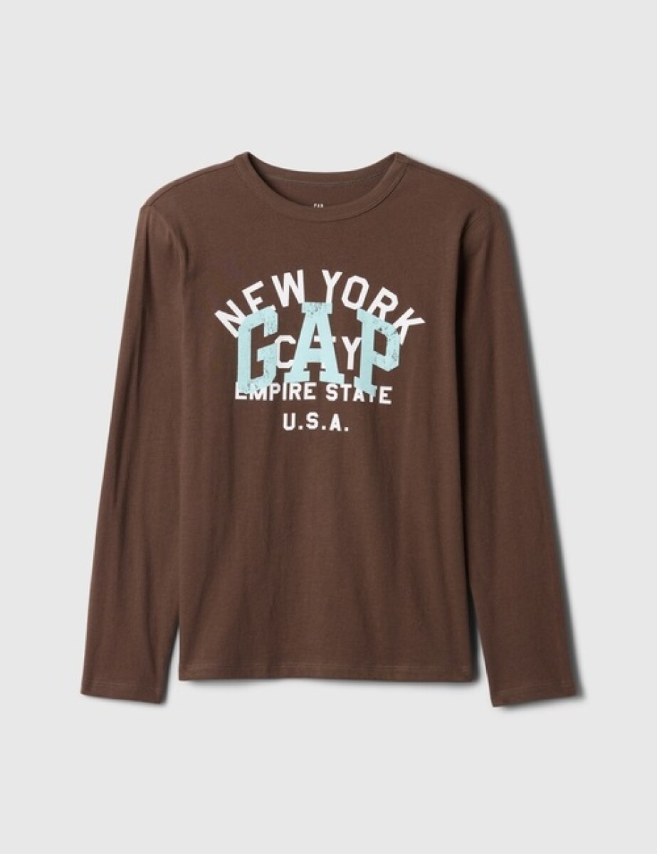 Remera Logo Gap Manga Larga Niño - Woodsy Brown 