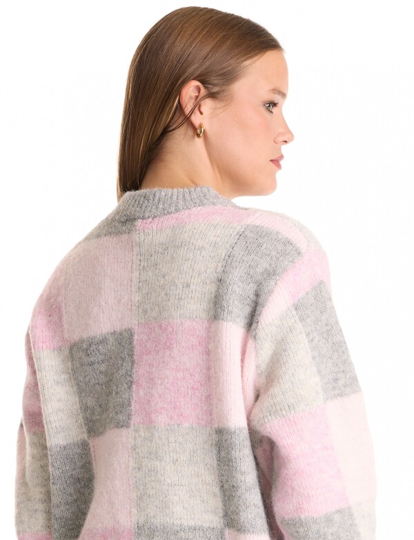 Buzo Lana Cuadros ROSA/MULTI