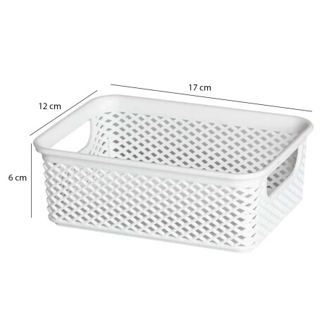 Caja Cesto Organizador en Plástico Calado Línea 17x12x6Cm Blanco