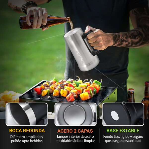 Jarra Vaso Cerveza Termica 750 Ml Conserva 3 Hs Frio 1 Hs Calor Acero Inoxidable Ss304 Imback Color Plateado Jarra Vaso Cerveza Termica 750 Ml Conserva 3 Hs Frio 1 Hs Calor Acero Inoxidable Ss304 Imback Color Plateado