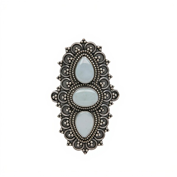 Anillo Trilogy-Plata 925 Antigua Ajustable-Piedra Nacar-AN3378 conpiedra