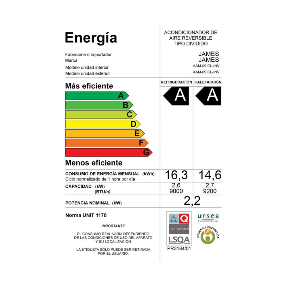 Aire Acondicionado Split Inverter - 30000 Btu - James Aire Acondicionado Split Inverter - 30000 Btu - James