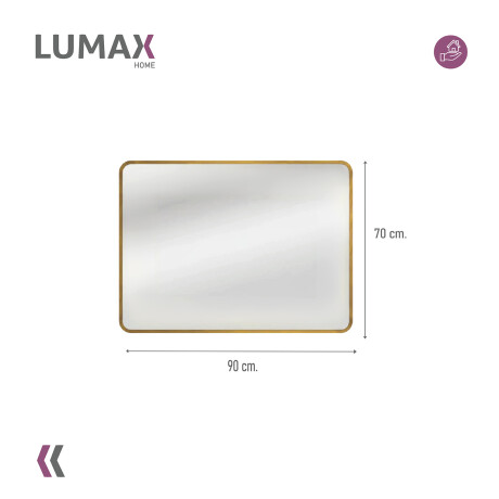 Espejo Horizontal Lumax Xindi Marco Rectangular 90 x 70cm Dorado