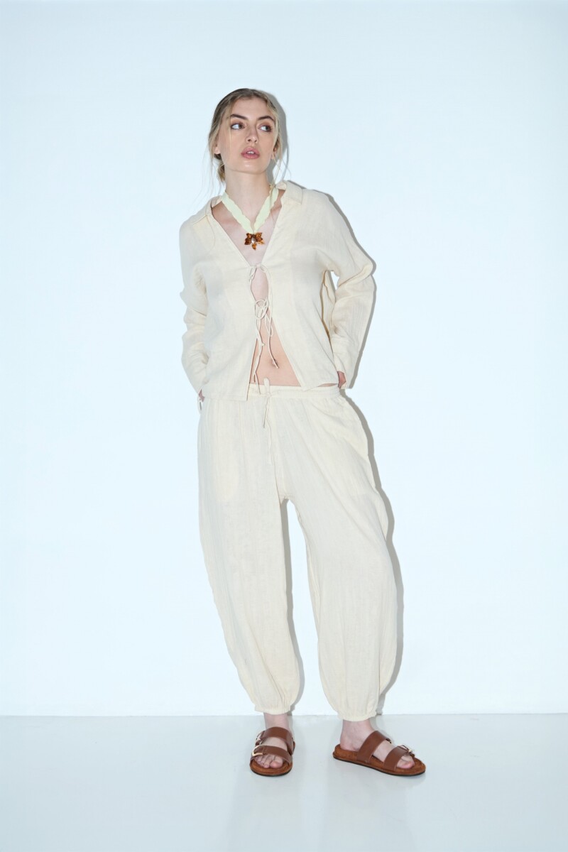 Pantalón abullonado blanco