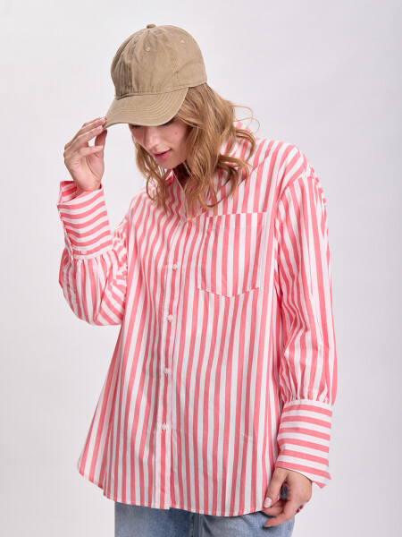 Camisa bolsillo rayada Rojo