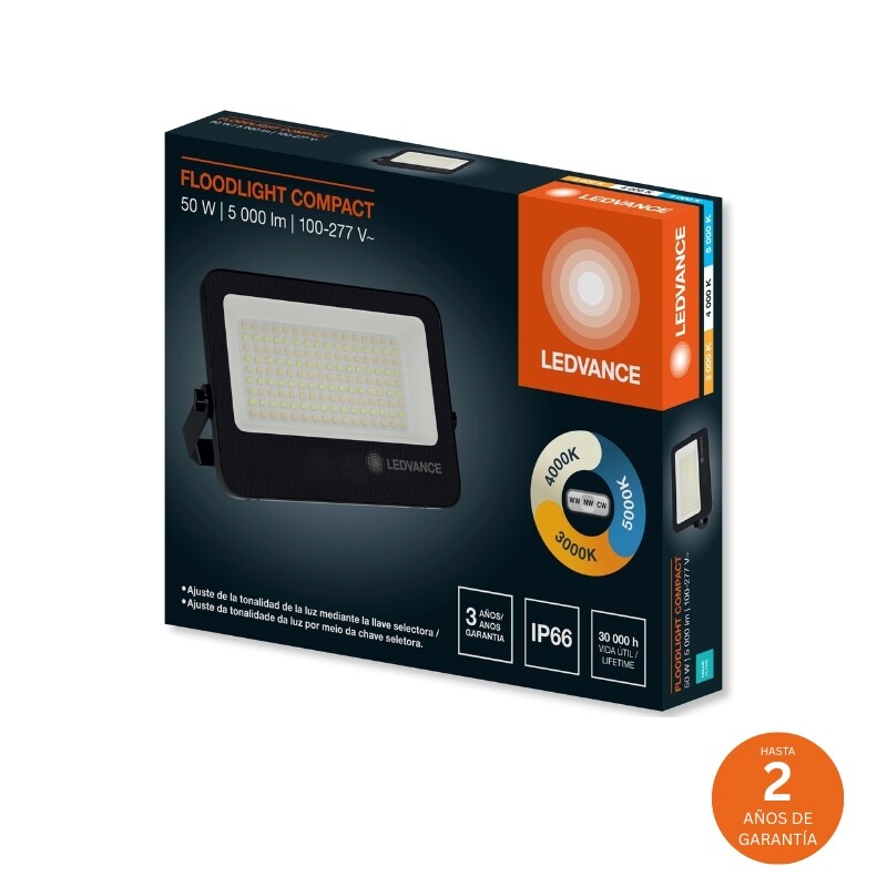FOCO LED LEDVANCE OSRAM COMPACT G2 IP65 50W Foco LED LEDVANCE Compact IP65 50W CCT Negro