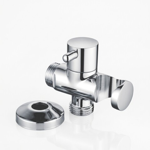 Soporte con Válvula de Bronce para Ducha Higiénica G1/2, Cromo Brillo Soporte con Válvula de Bronce para Ducha Higiénica G1/2, Cromo Brillo