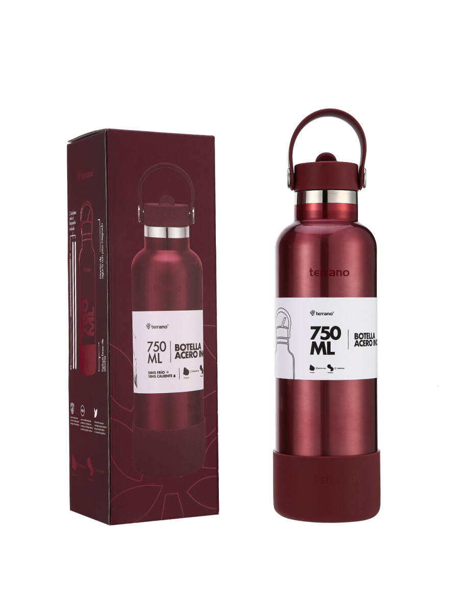 Botella Térmica con Pico 750mL. - Rojo Metalizado 