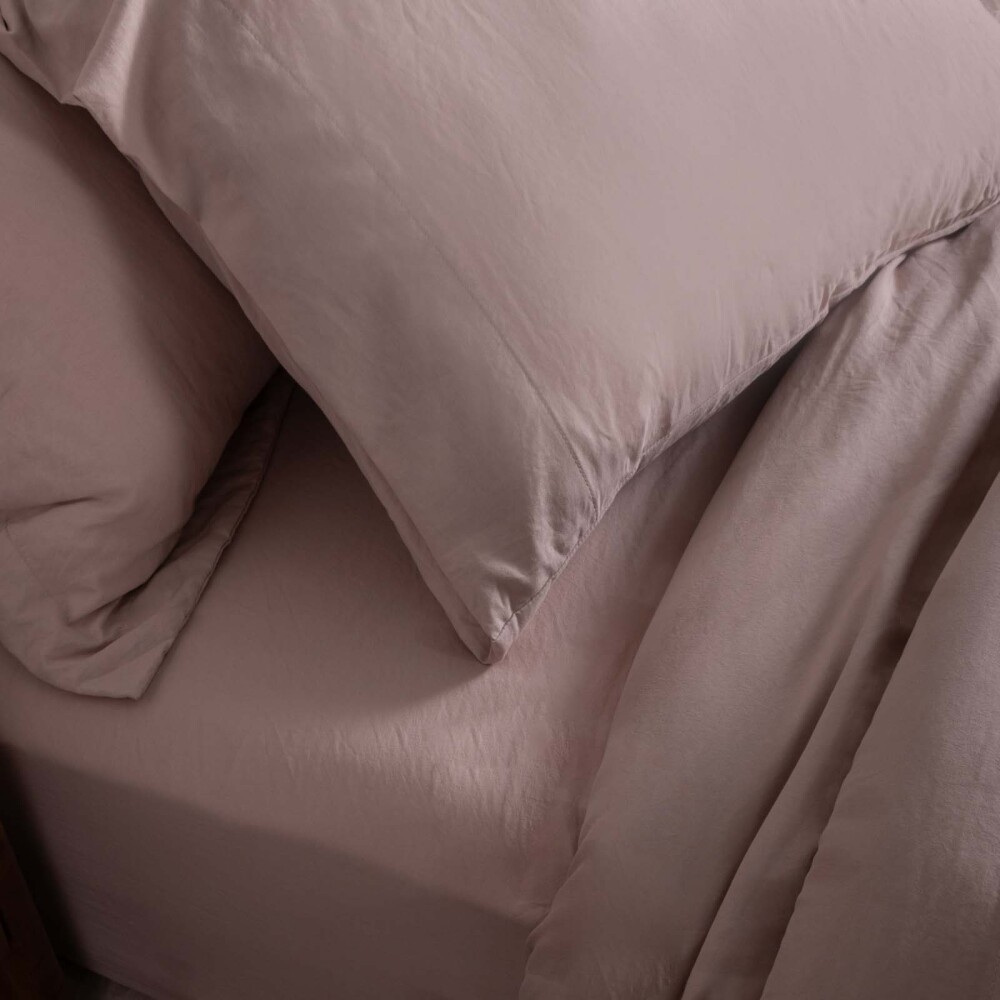 JUEGO DE SABANAS 2 PLAZAS POLIESTER MARRON PREWASHED TOSTADO