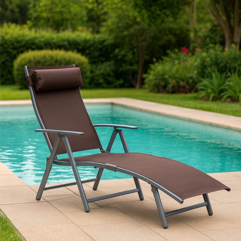 Reposera Plegable Reclinable para Exterior Kaki