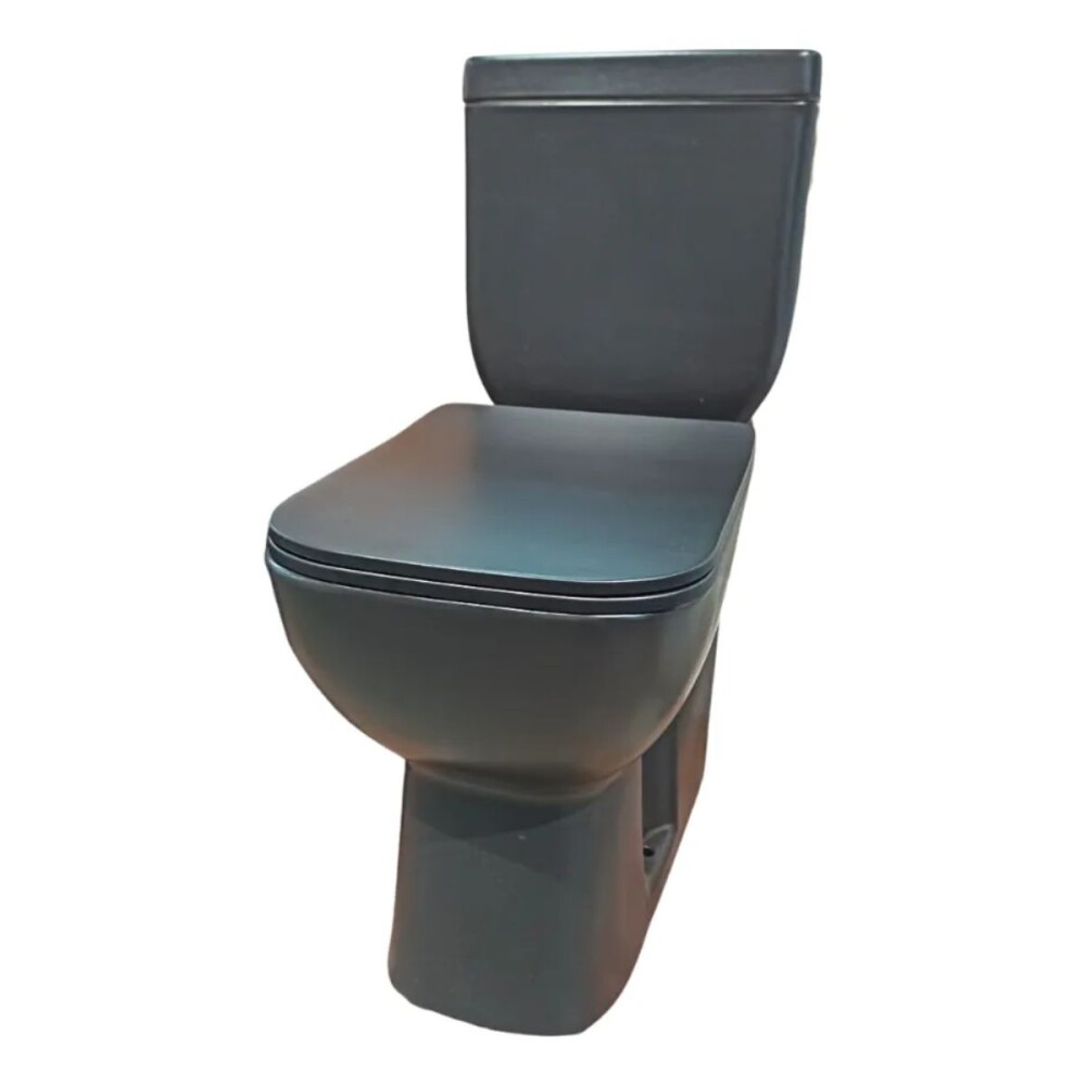 Inodoro largo con mochila Montano Negro Mate Dmc Inodoro Largo Con Mochila Montano Negro Mate Dmc