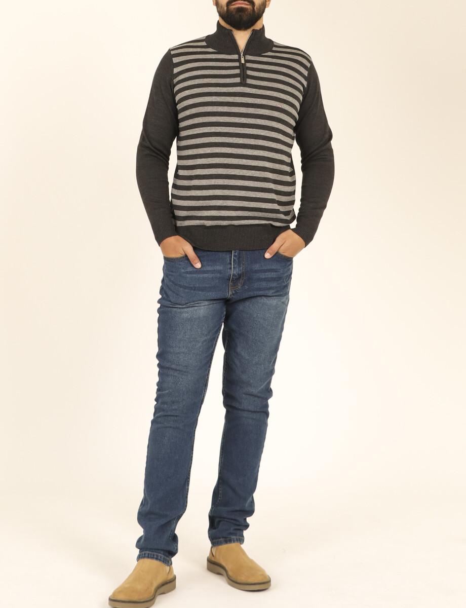 470590 BUZO MEDIO CIERRE HARRINGTON LABEL Gris Oscuro / Gris