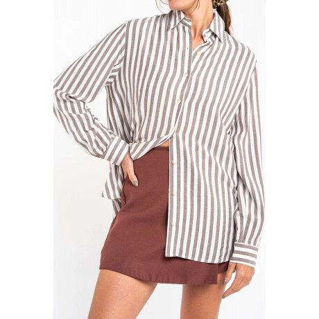 Blusa Raya Negra Y Cruda Cafe