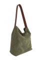 Tote bag de cuero con gamuza verde