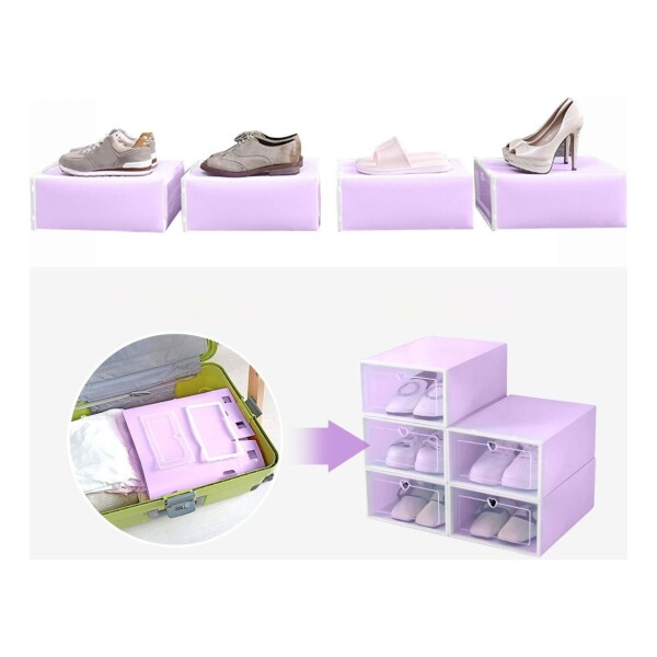 Caja Zapatos Zapatera Transparente Organizador Apilable Color Variante Violeta