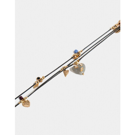 Collares Cortos Con Piedra Natural Dorado