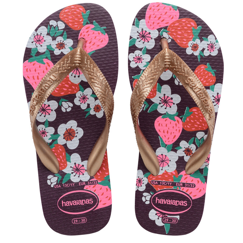 Sandalias Infantiles Havaianas Hav.Kids Flores Violeta - Rosado - Dorado