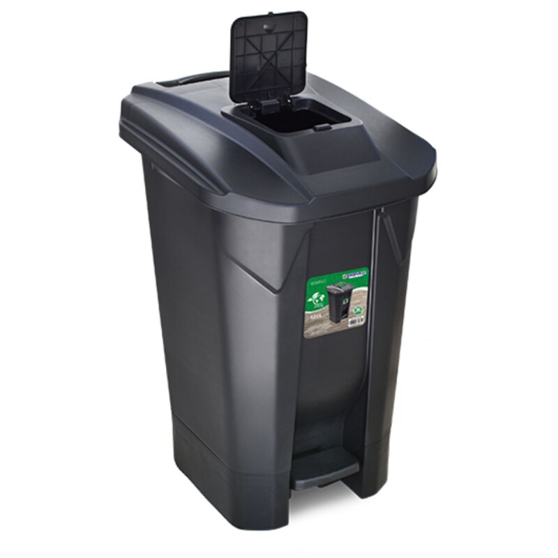 Tarro de residuos con ruedas y pedal 120 lts NEGRO