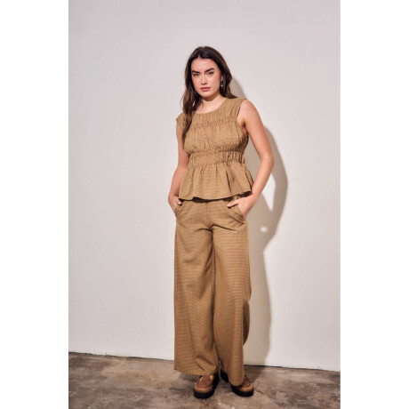 Pantalon Gingham Marron