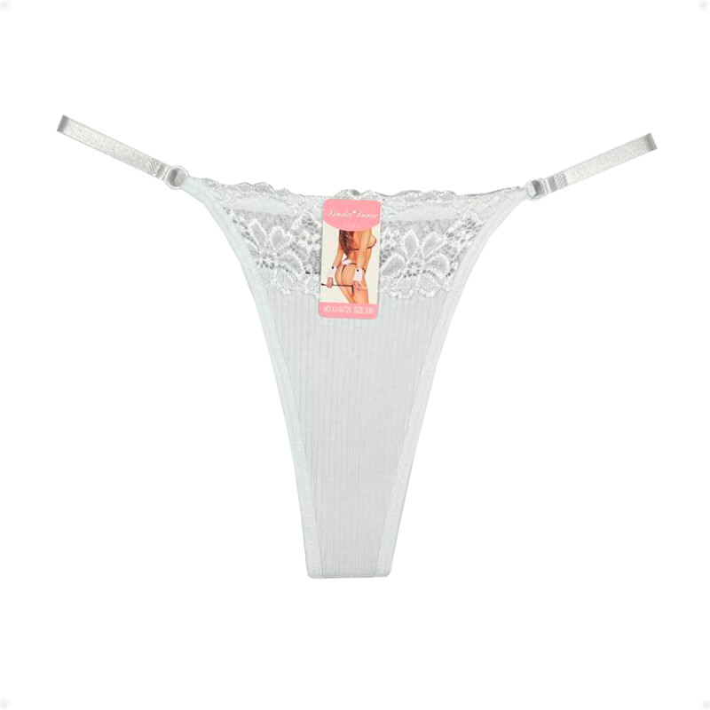 Tanga Colaless Ajustable De Encaje Blanco