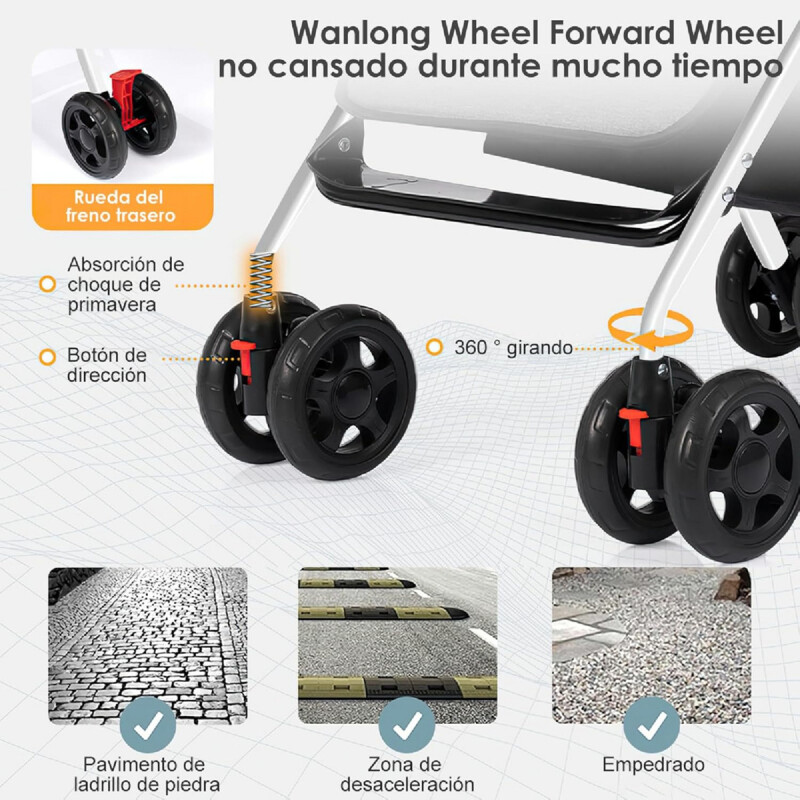 Coche De Paseo Para Bebe 4 Ruedas Chasis Blanco Gris