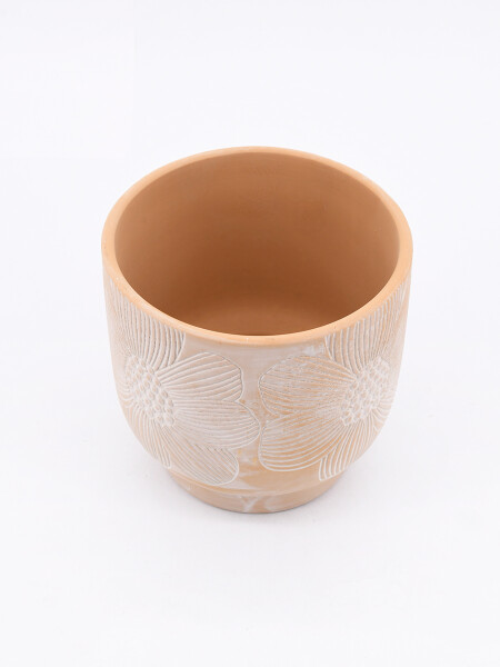 MACETA CEMENTO FLOR MARRON