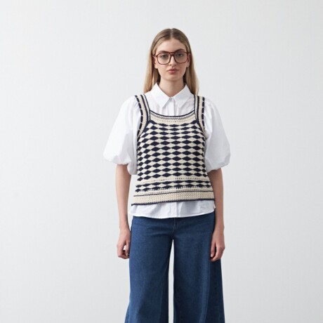 TOP EVARISTO Blanco/Azul