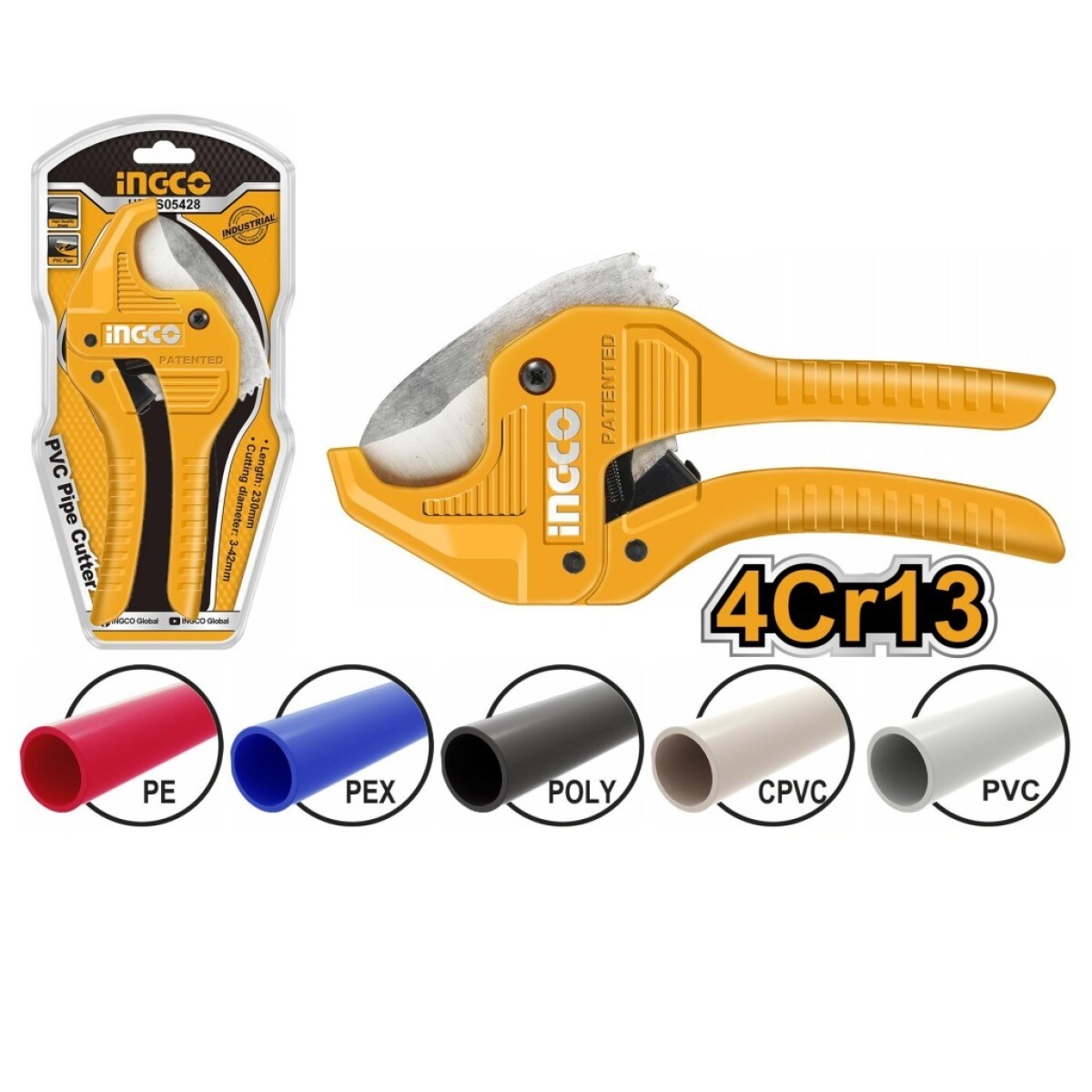 PINZA CORTA TUBO 3-42MM INGCO HPCS05428 