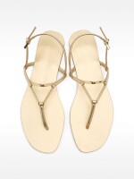 Sandalias Planas Con Tiras Y Detalle Metálico dorado