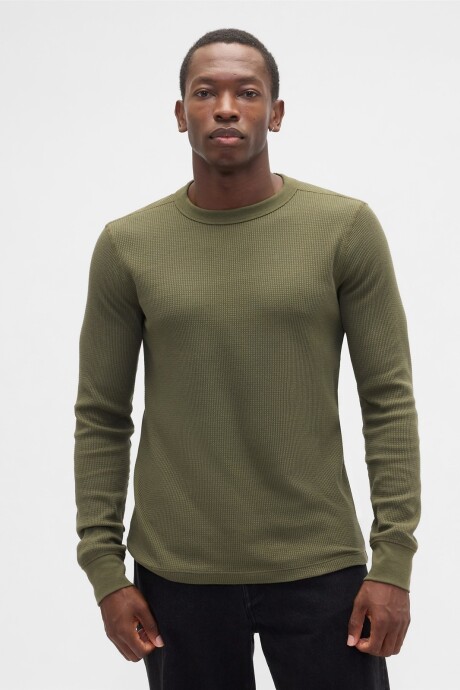 Remera Waffle Hombre Army Jacket Green