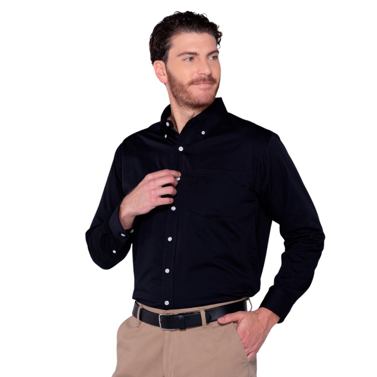 Camisa gabardina manga larga - Negro 