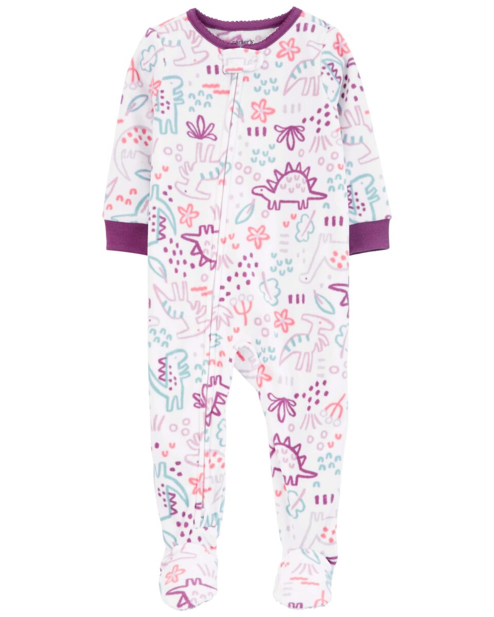Pijama una pieza de micropolar, con pie, diseño dinosaurios. Talles 12-24M 