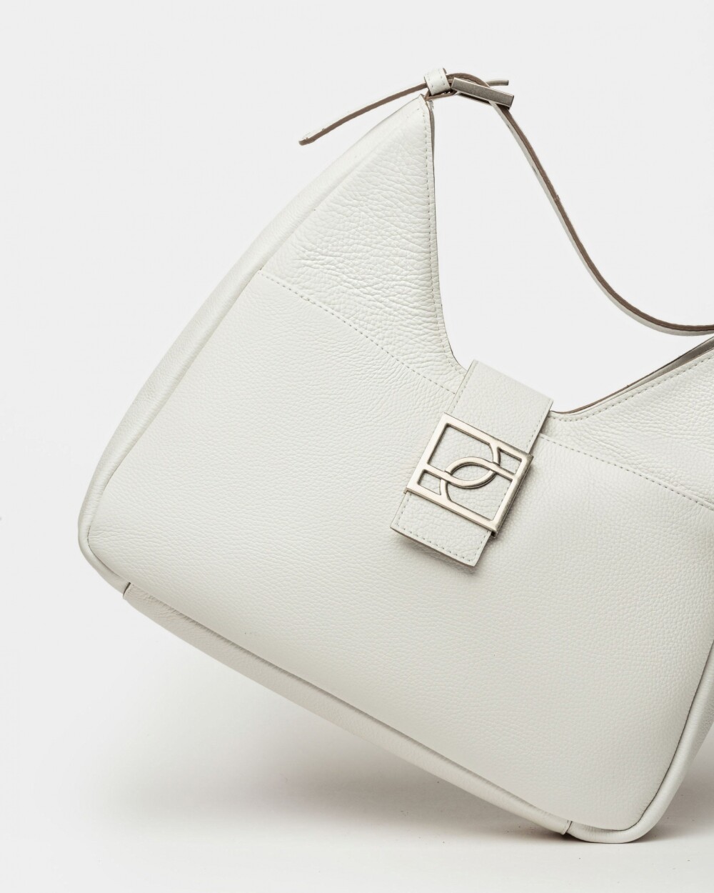 Bolso Signature en cuero graneado Blanco