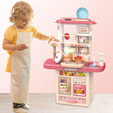 Cocina Infantil Juego con Luz Sonido Agua Vapor Accesorios Rosa