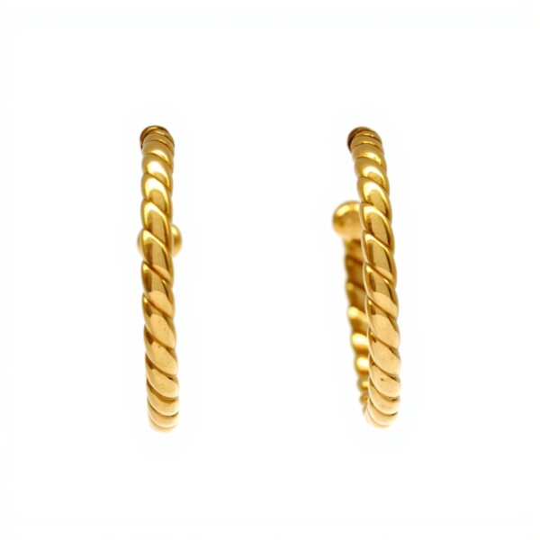 Caravanas aros de oro 3/4 torneado- Oro bajo - Sin piedra- CA8034 sinpiedra