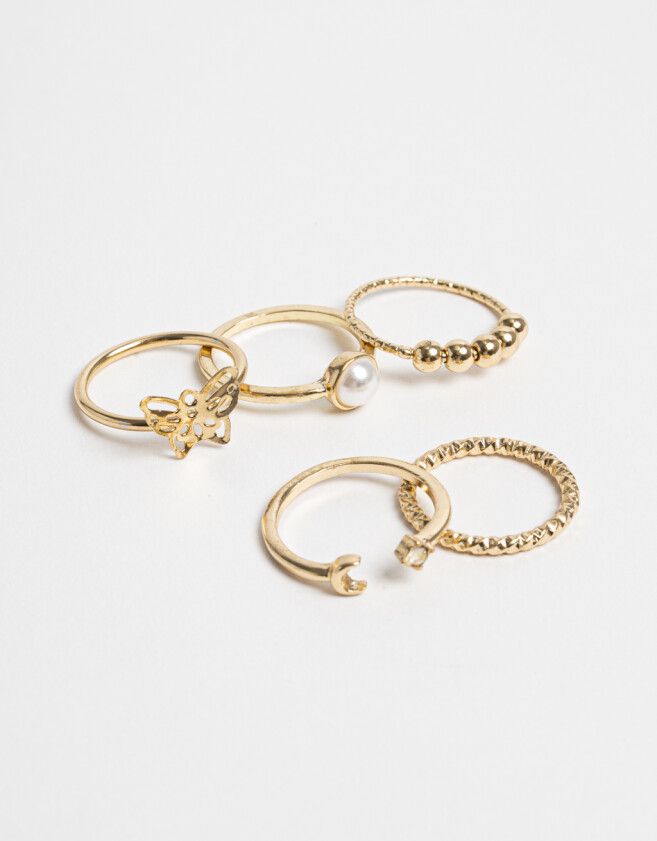 Sets Anillos Mariposas Anillos Sets De Metal - Dorado