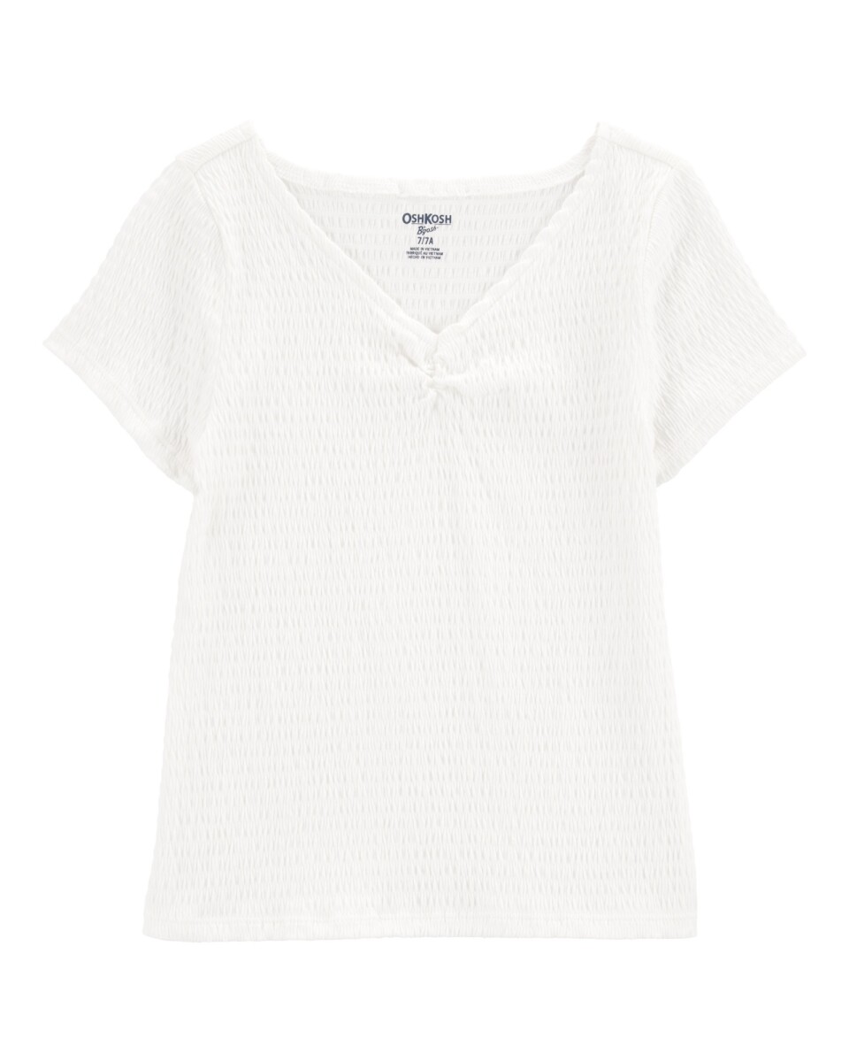 Remera de algodón, texturada, blanca 