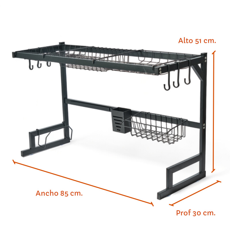 Escurridor Sobre Pileta Grande 85cm Multifunción 4 En 1 Negr Negro