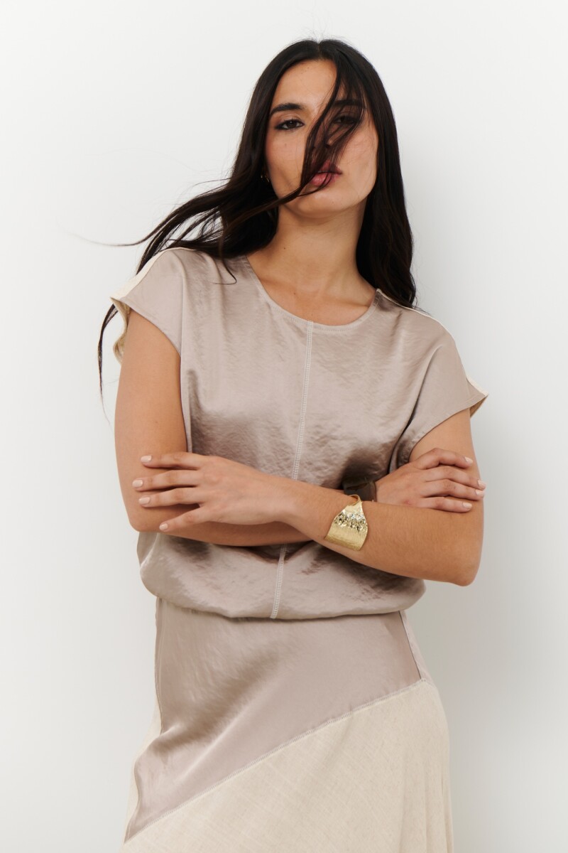 BLUSA LINO SATEN BEIGE