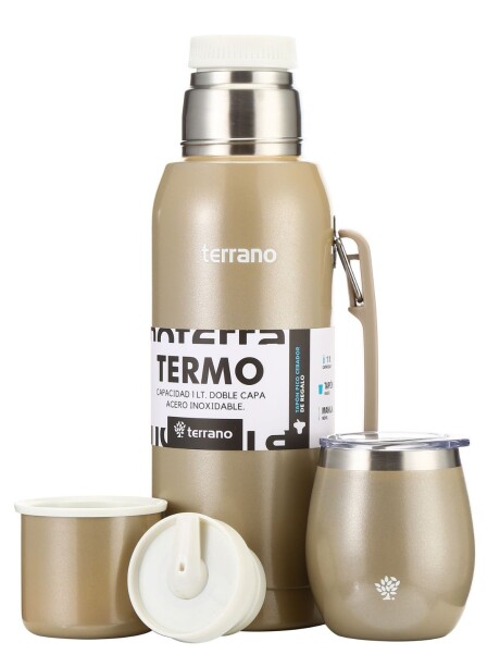 Set Acero 1Lt. Mate con Tapa Plata