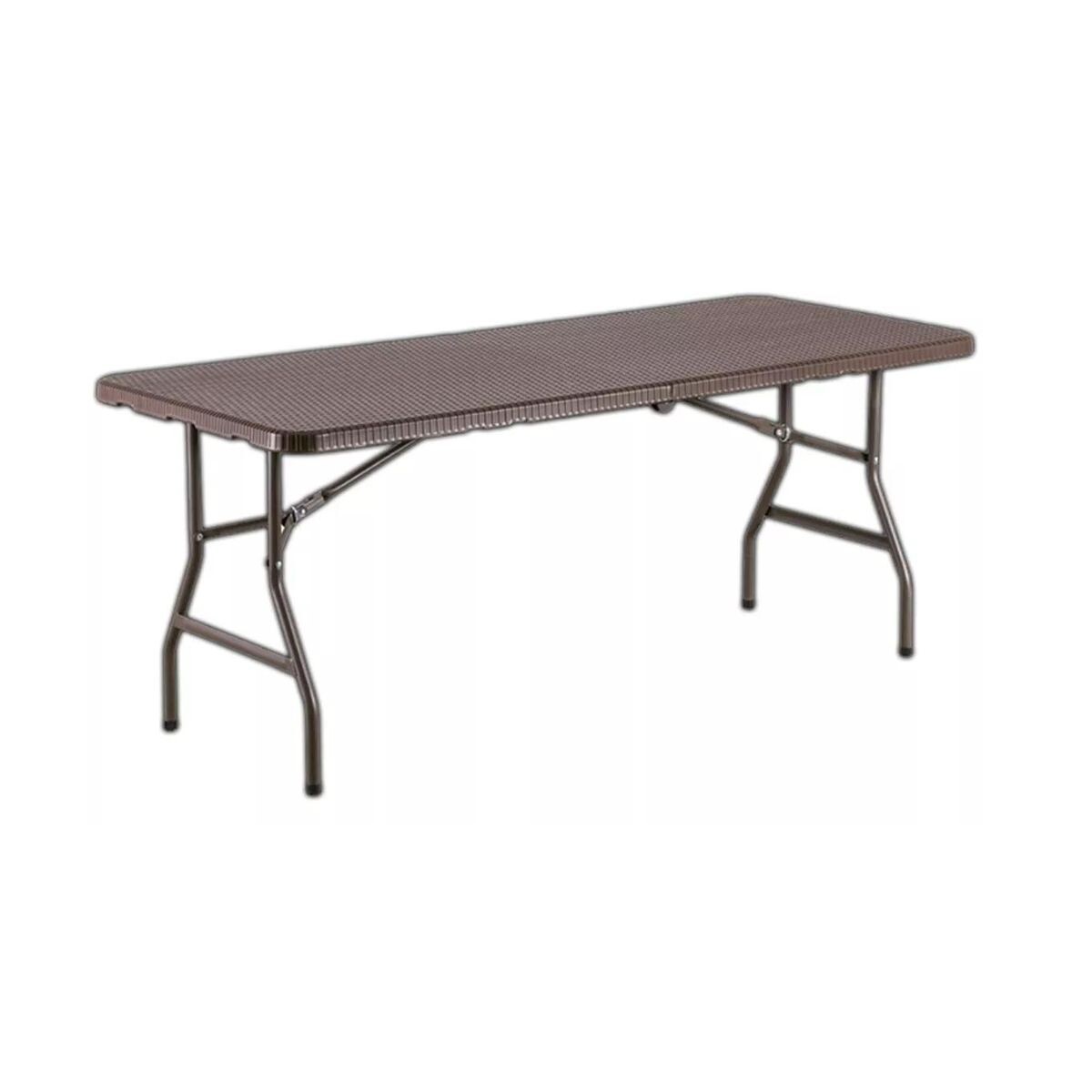 Mesa Plegable 1.80 M Juego Jardin Plastico Simil Rattan Pvc Con Boton De Seguridad Plegable Feria Imback 