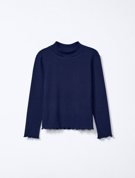 POLERA INFANTIL DE TELA ACANALADA AZUL