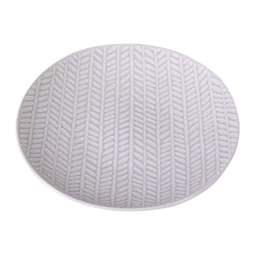 PLATO CERAMICA GRIS LEAF