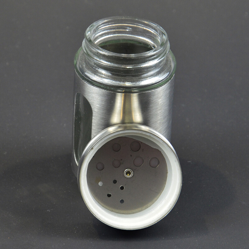 Salero especiero en acero inoxidable tapa giratoria TRANSPARENTE